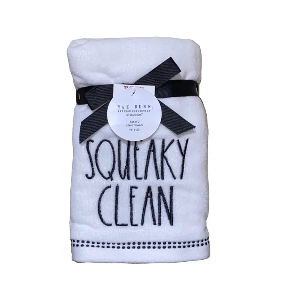New Rae Dunn Squeaky Clean Hand Towels 2